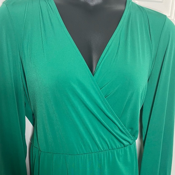 Teal V-Cut Wrap Dress - Picture 3 of 5
